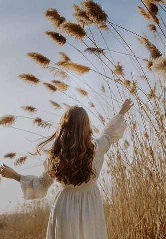 girl enjoying in the fields